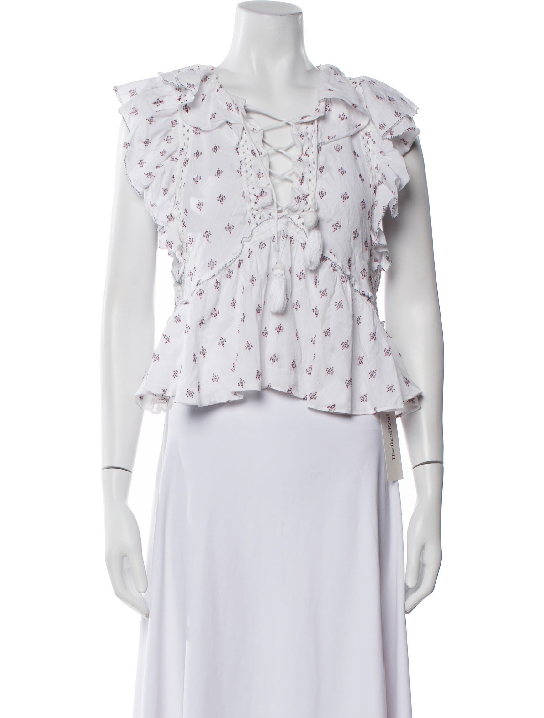 Sea New York Printed V-Neck Crop Top