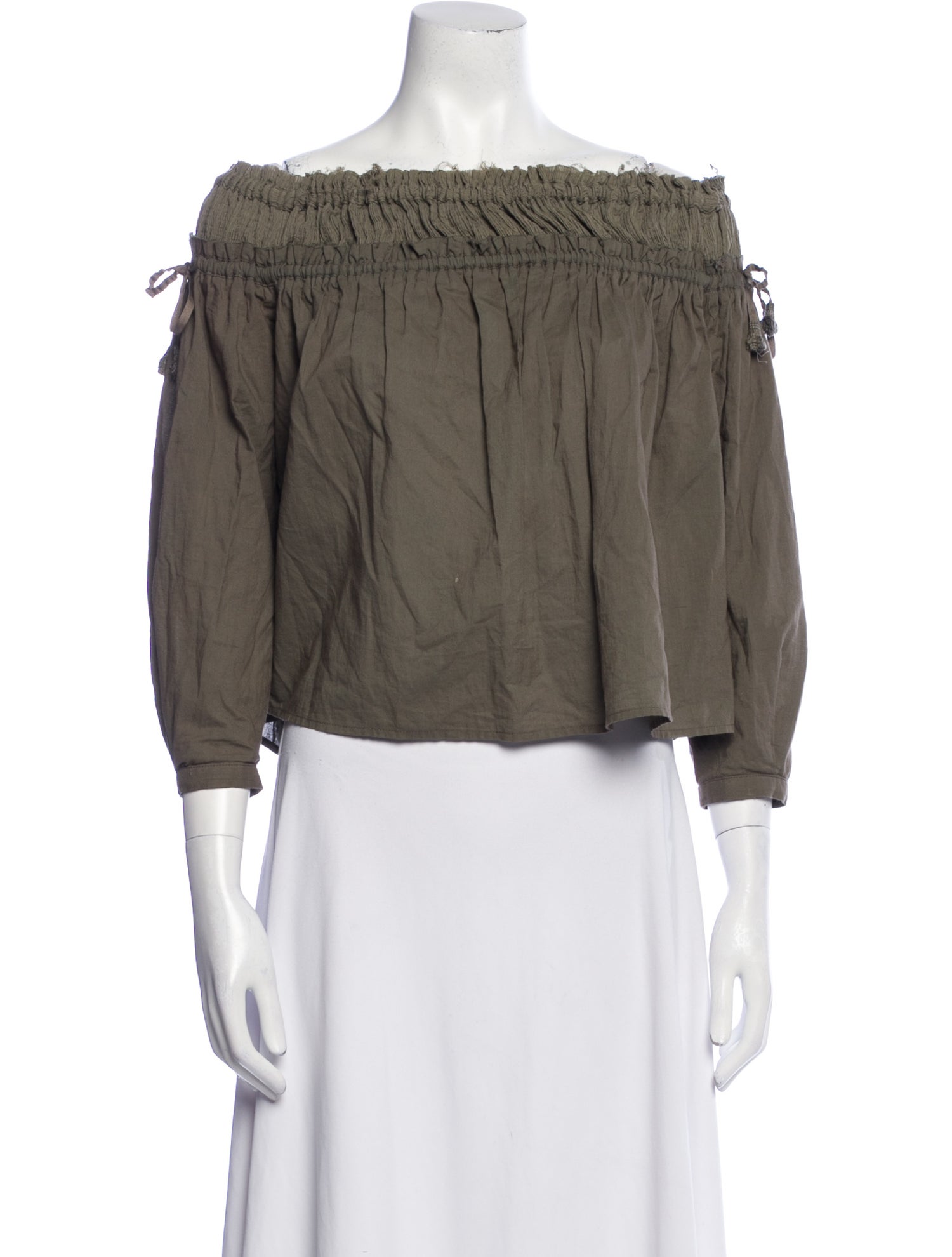 Sea New York Off-The-Shoulder Three-Quarter Sleeve Crop Top