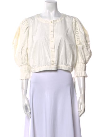 Sea New York Scoop Neck Three-Quarter Sleeve Crop Top