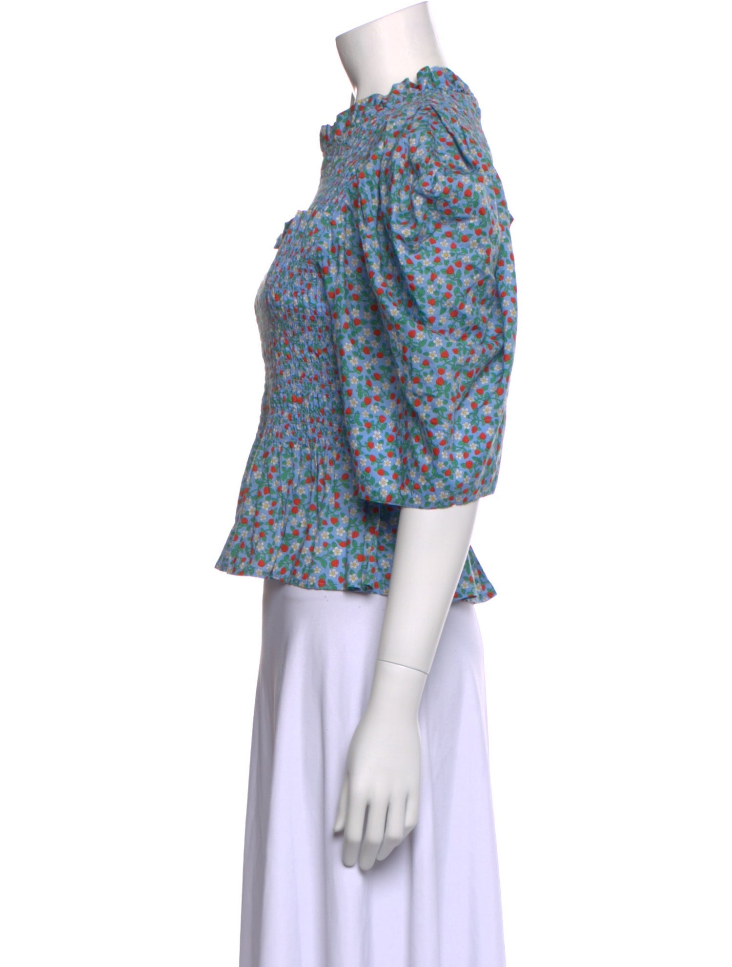 Sea New York Floral Print Mock Neck Blouse