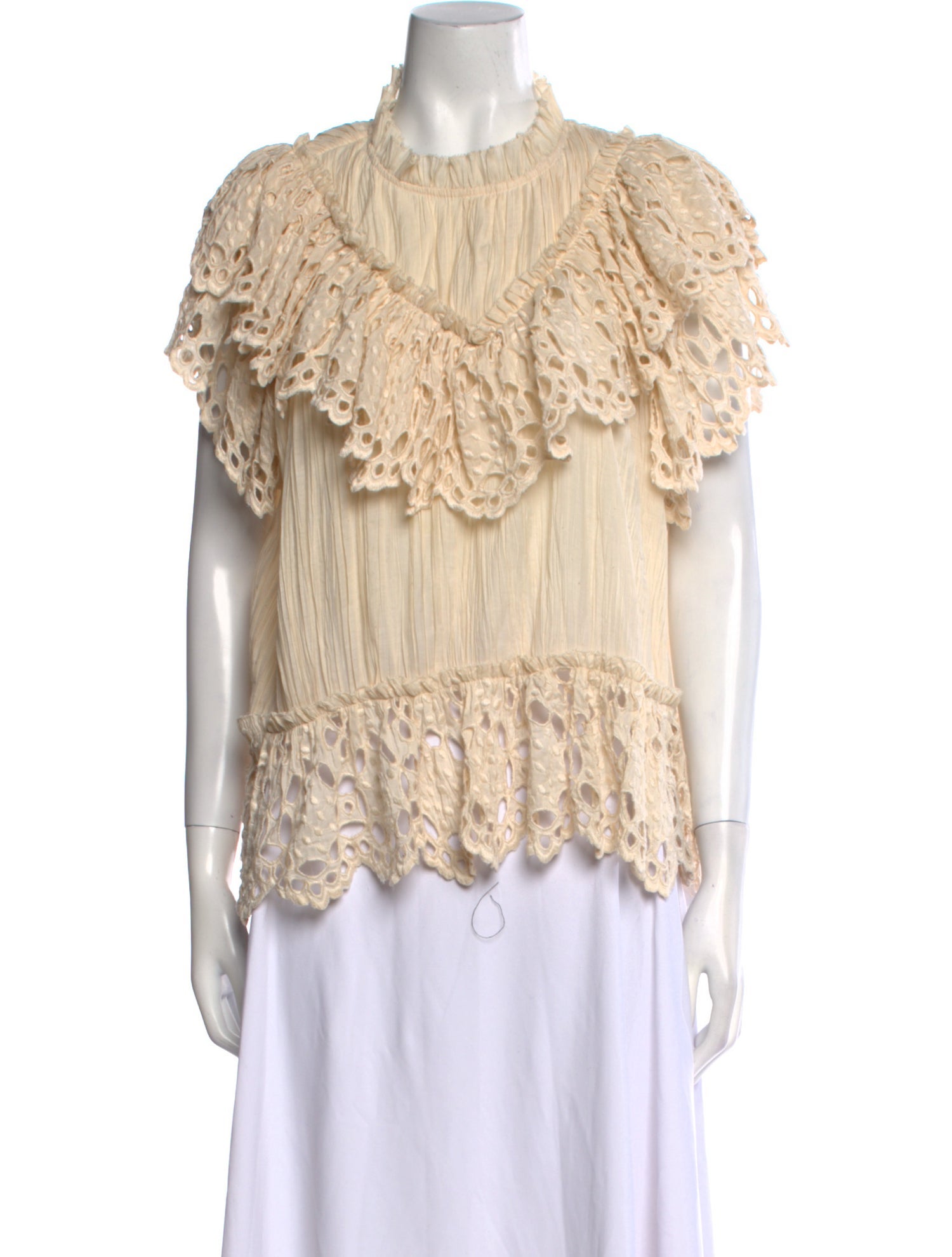 Sea New York Mock Neck Short Sleeve Blouse