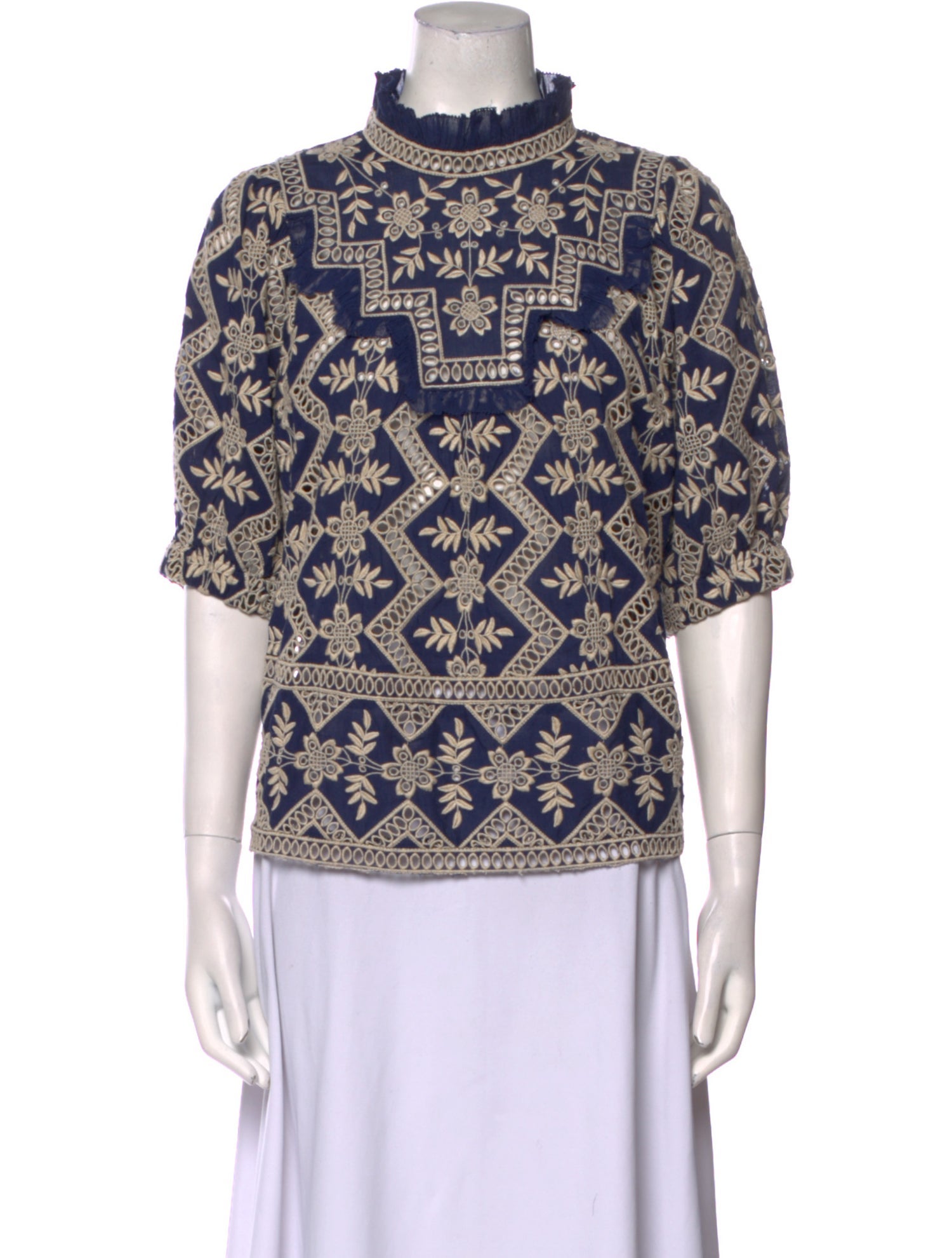 Sea New York Printed Mock Neck Blouse