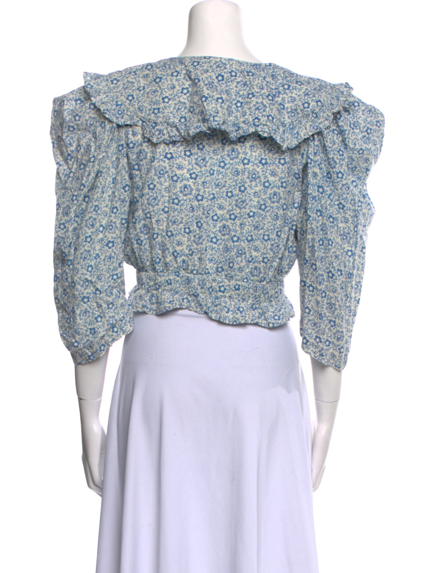 Sea New York Floral Print Three-Quarter Sleeve Crop Top