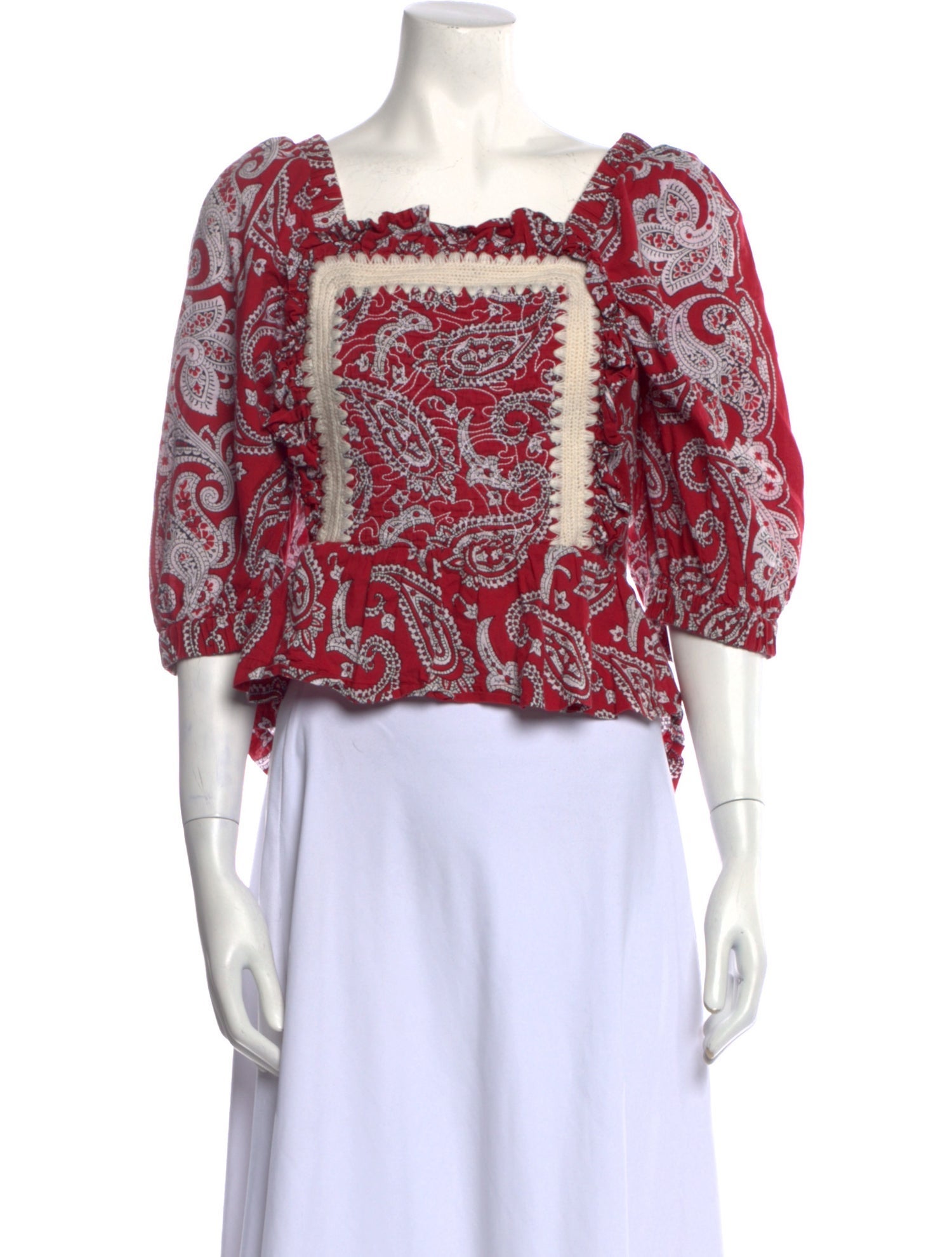 Sea New York Paisley Print Square Neckline Crop Top