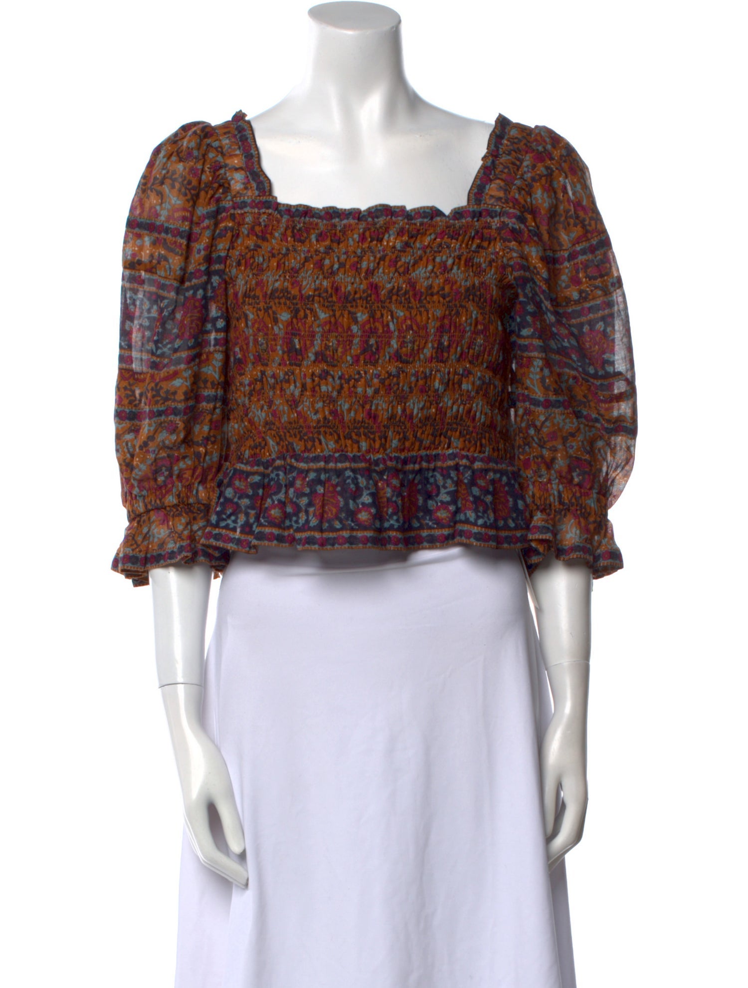 Sea New York Printed Square Neckline Crop Top