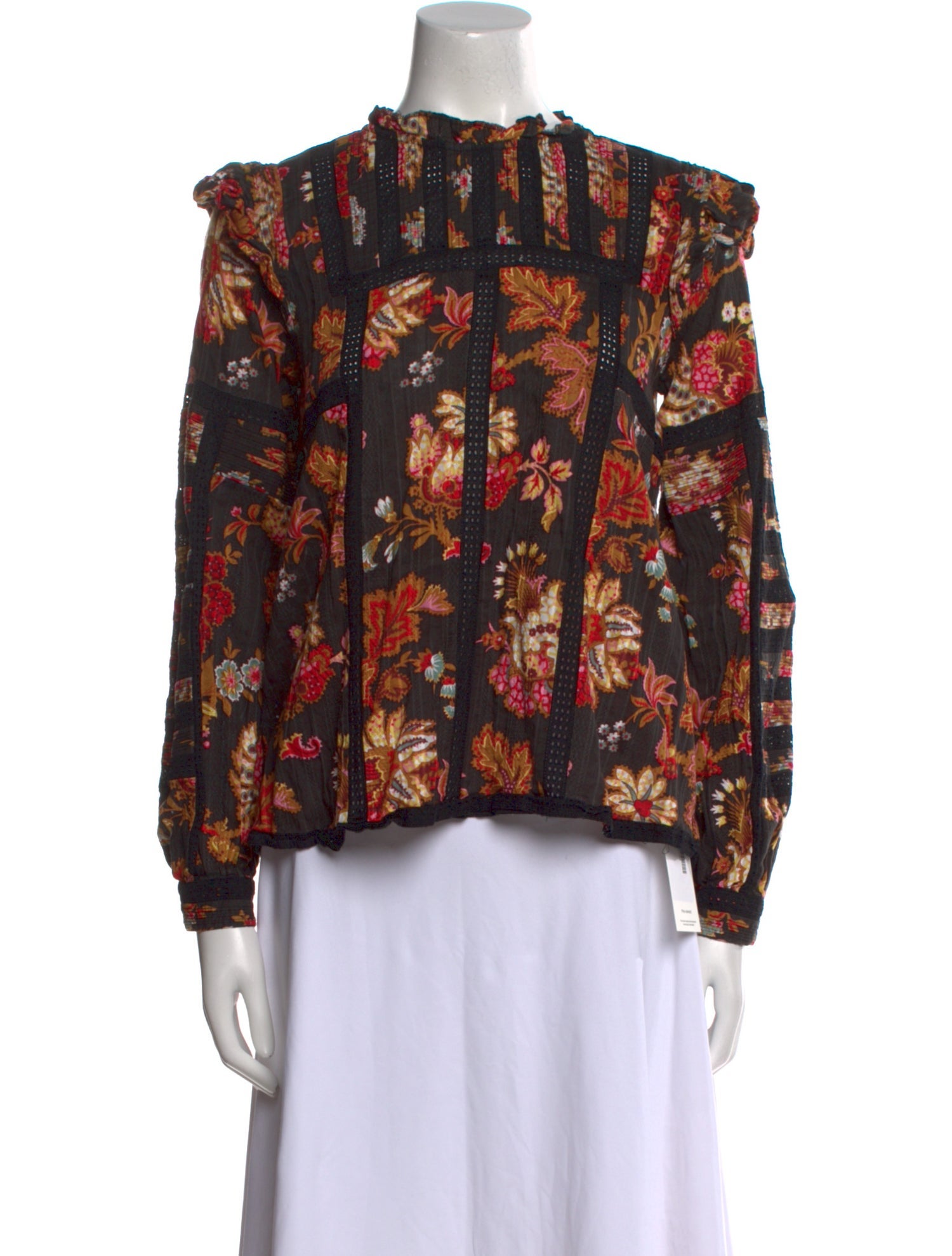 Sea New York Floral Print Mock Neck Blouse