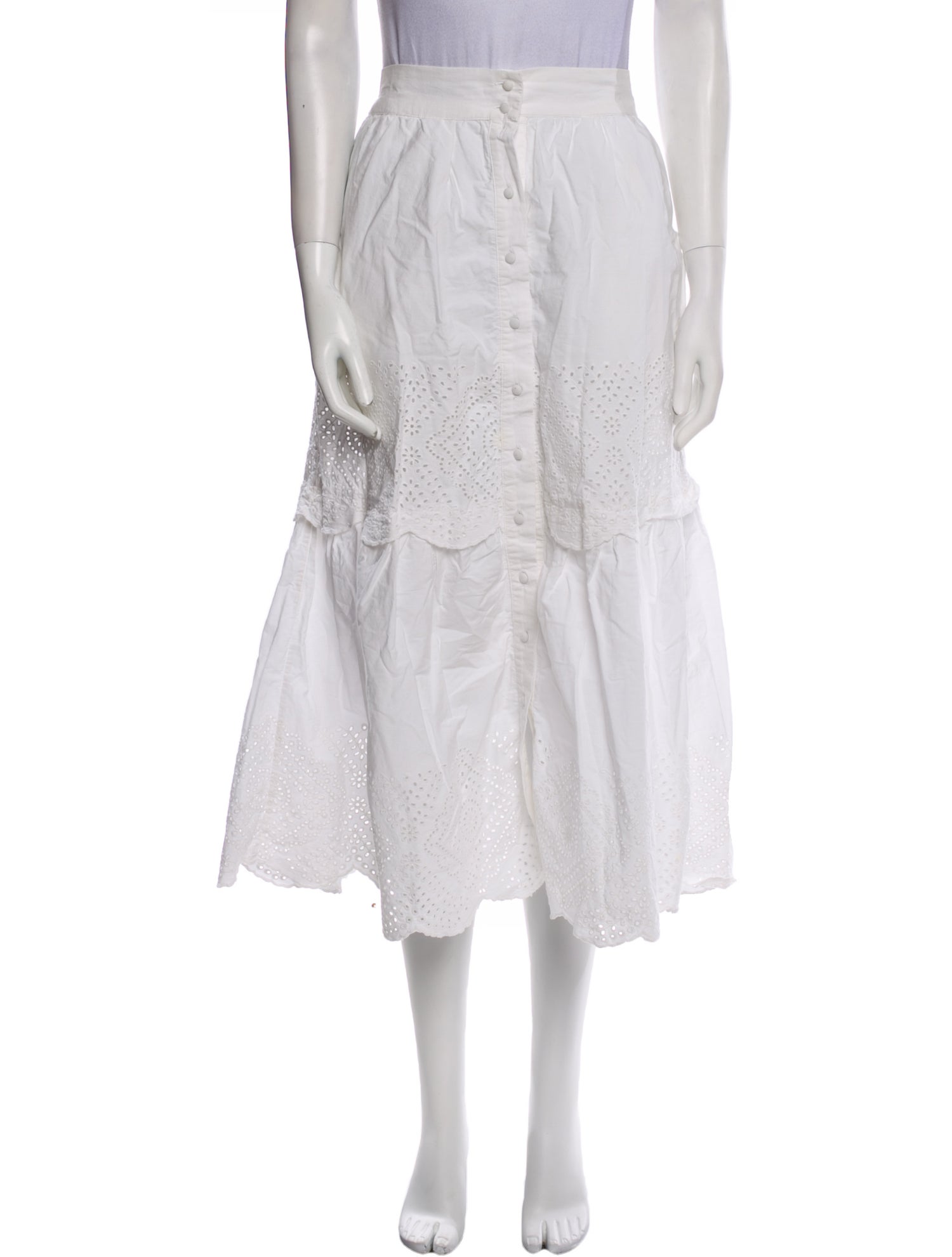 Sea New York Eyelet Trim Midi Length Skirt