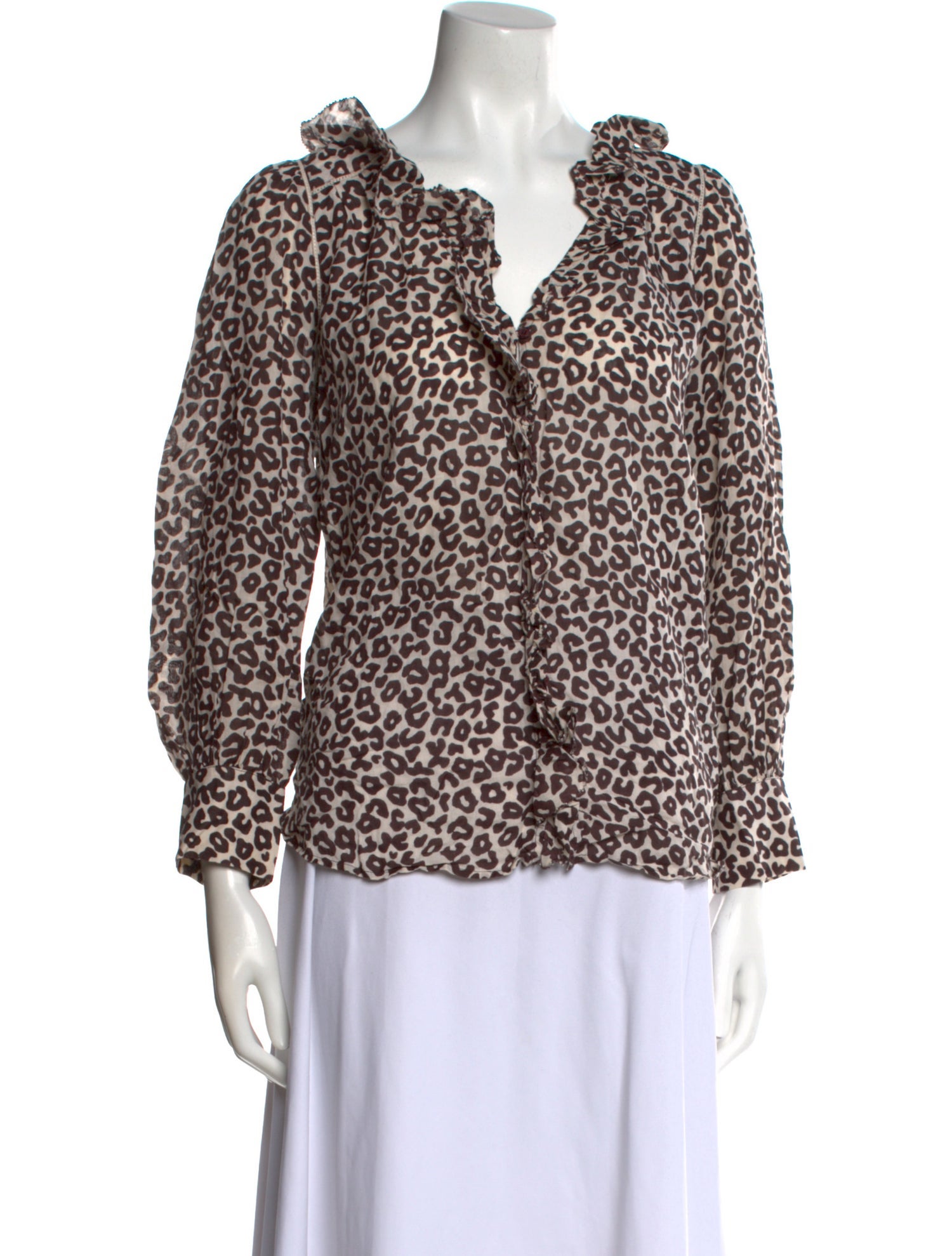 Sea New York Animal Print V-Neck Blouse