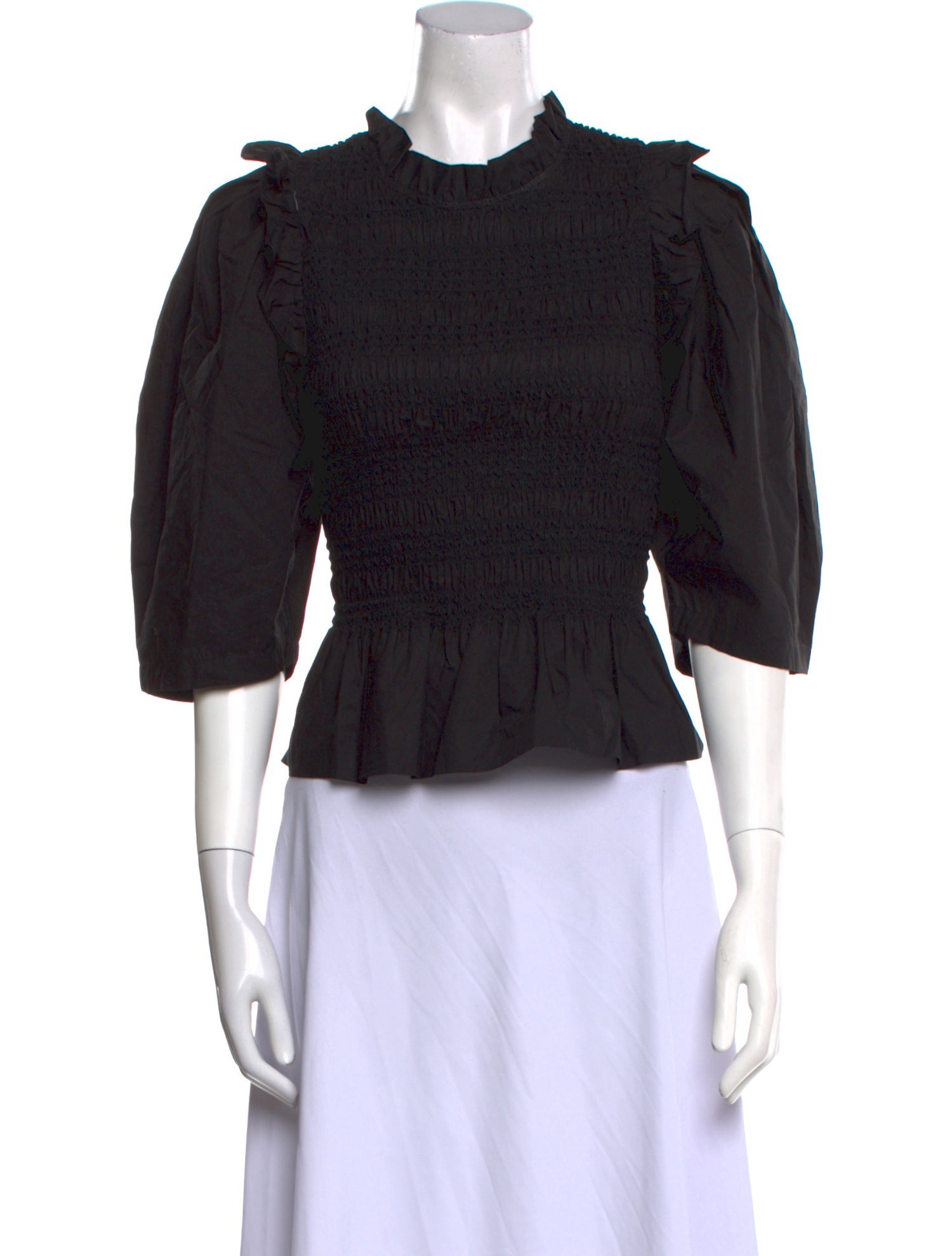 Sea New York Mock Neck Three-Quarter Sleeve Crop Top