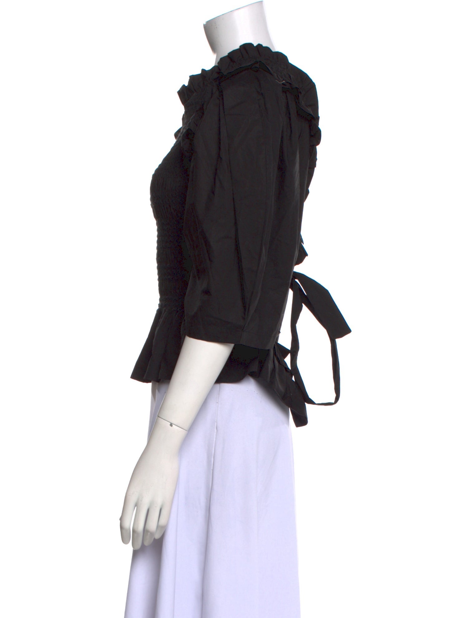 Sea New York Mock Neck Three-Quarter Sleeve Crop Top