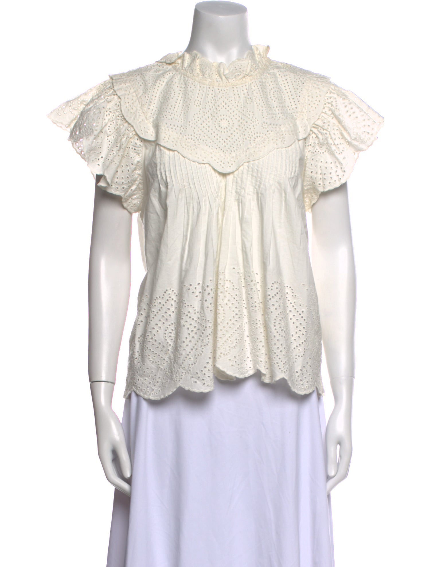 Sea New York Mock Neck Short Sleeve Blouse