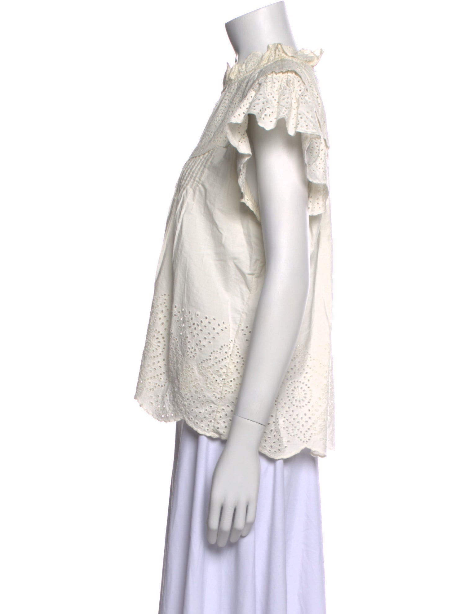 Sea New York Mock Neck Short Sleeve Blouse