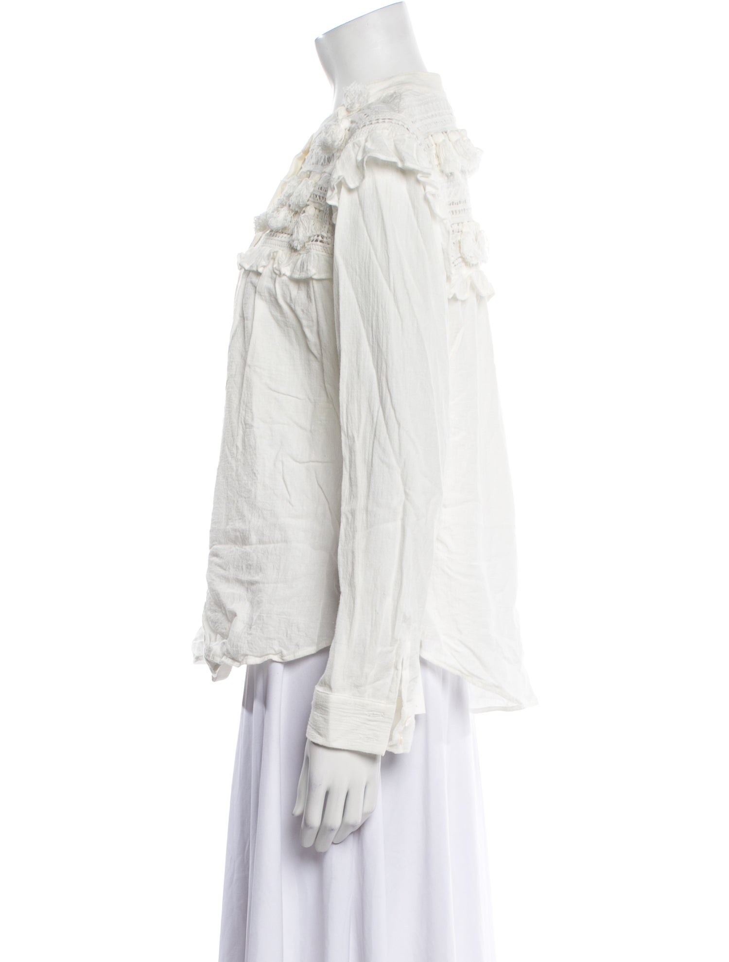 Sea New York Mock Neck Long Sleeve Button-Up Top