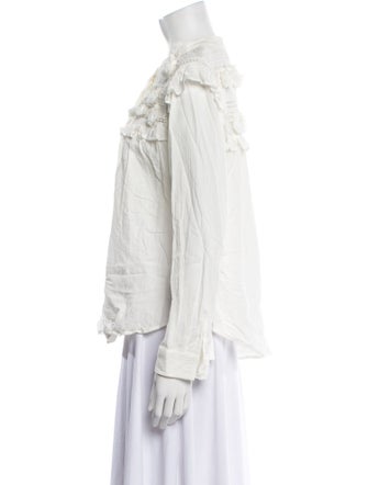 Sea New York Mock Neck Long Sleeve Button-Up Top