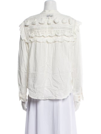 Sea New York Mock Neck Long Sleeve Button-Up Top