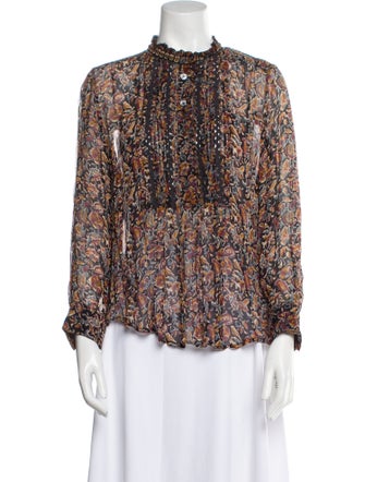 Sea New York Floral Print Mock Neck Blouse