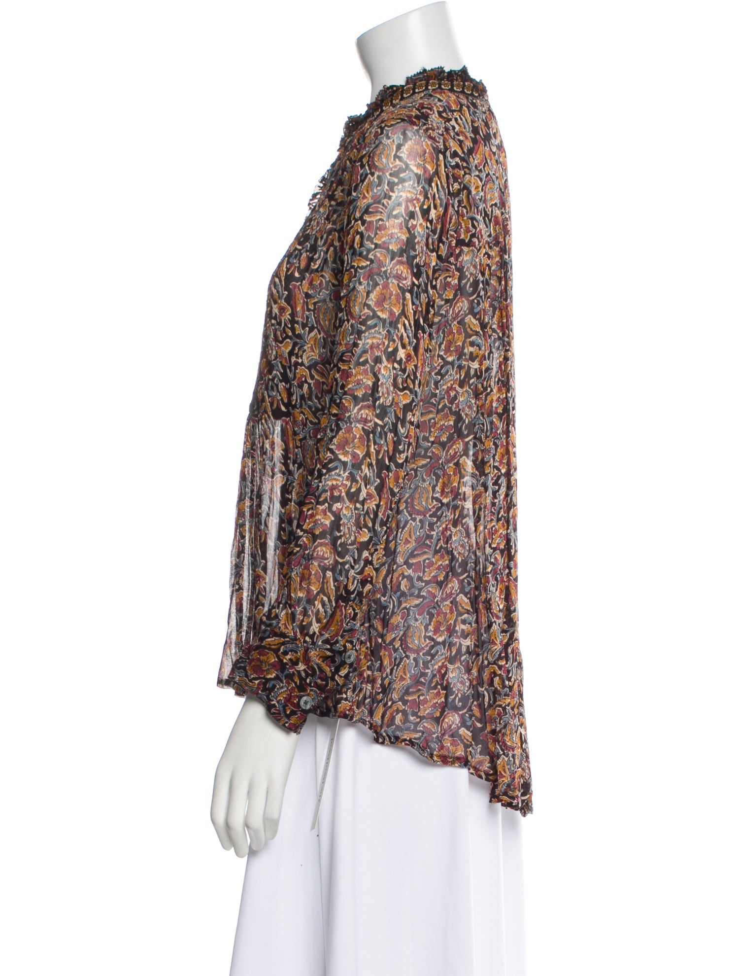 Sea New York Floral Print Mock Neck Blouse