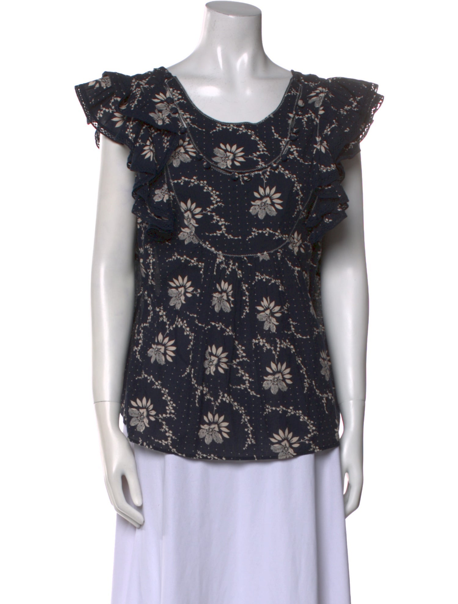 Sea New York Floral Print Scoop Neck Blouse