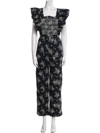 Sea New York Floral Print Square Neckline Jumpsuit