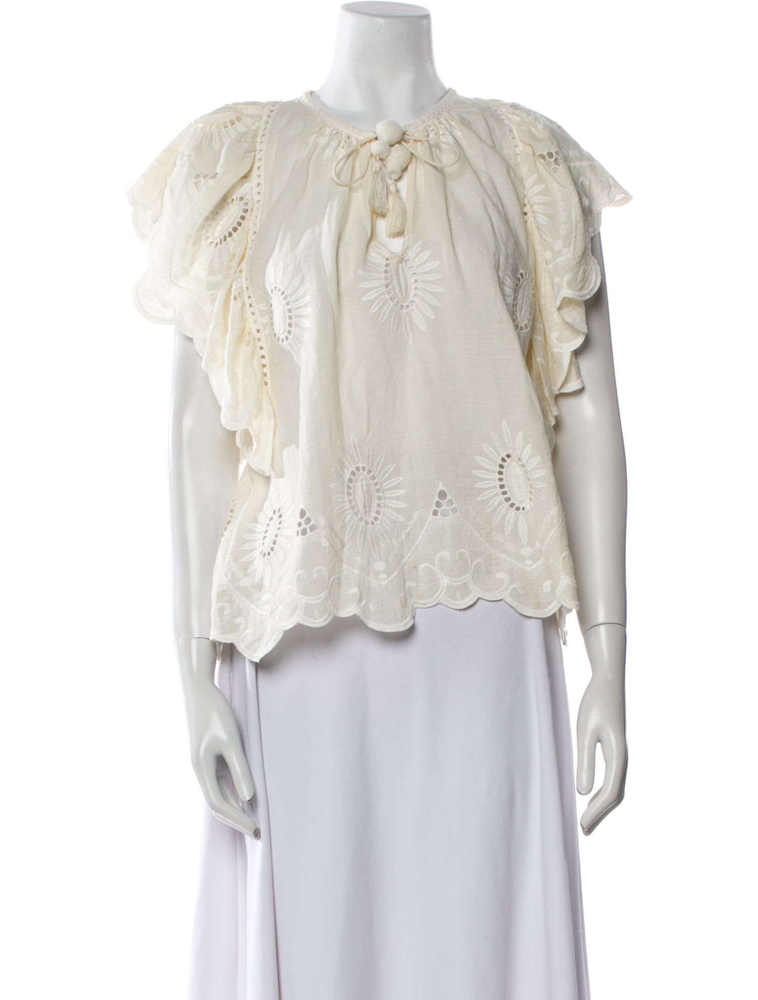 Sea New York Tie Neck Three-Quarter Sleeve Blouse