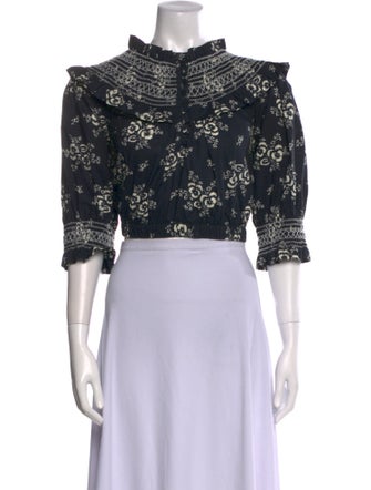 Sea New York Floral Print Mock Neck Crop Top