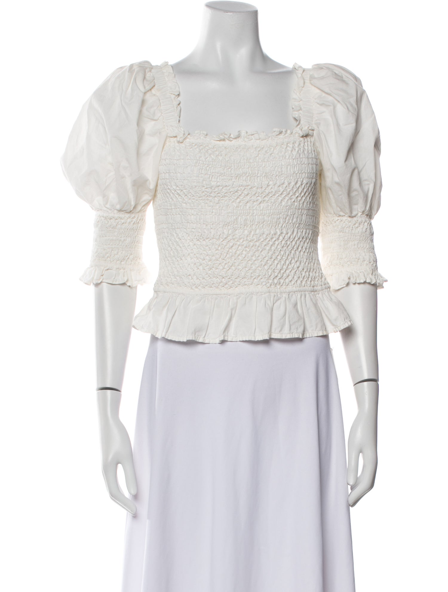 Sea New York Square Neckline Three-Quarter Sleeve Crop Top