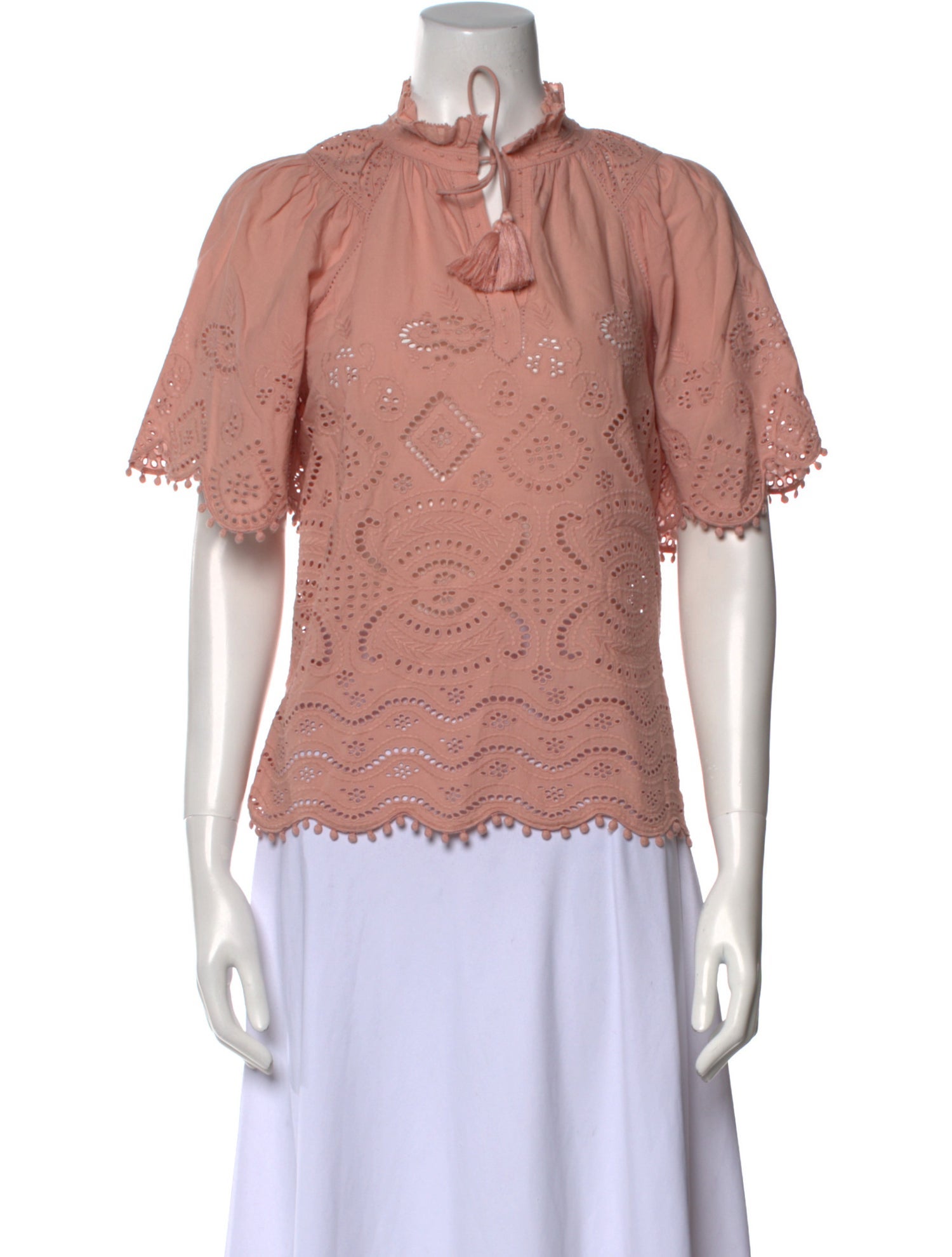 Sea New York Mock Neck Short Sleeve Blouse