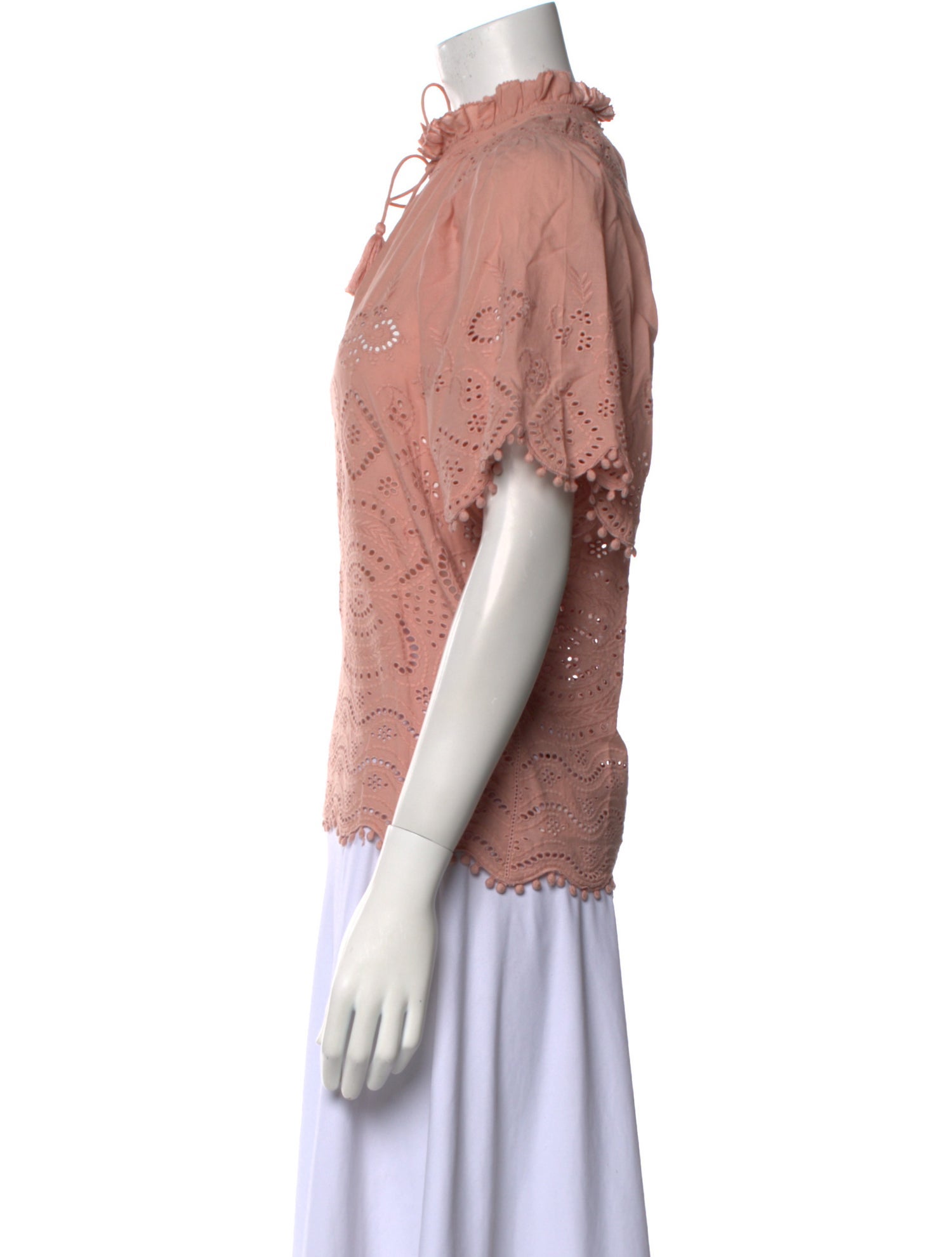 Sea New York Mock Neck Short Sleeve Blouse