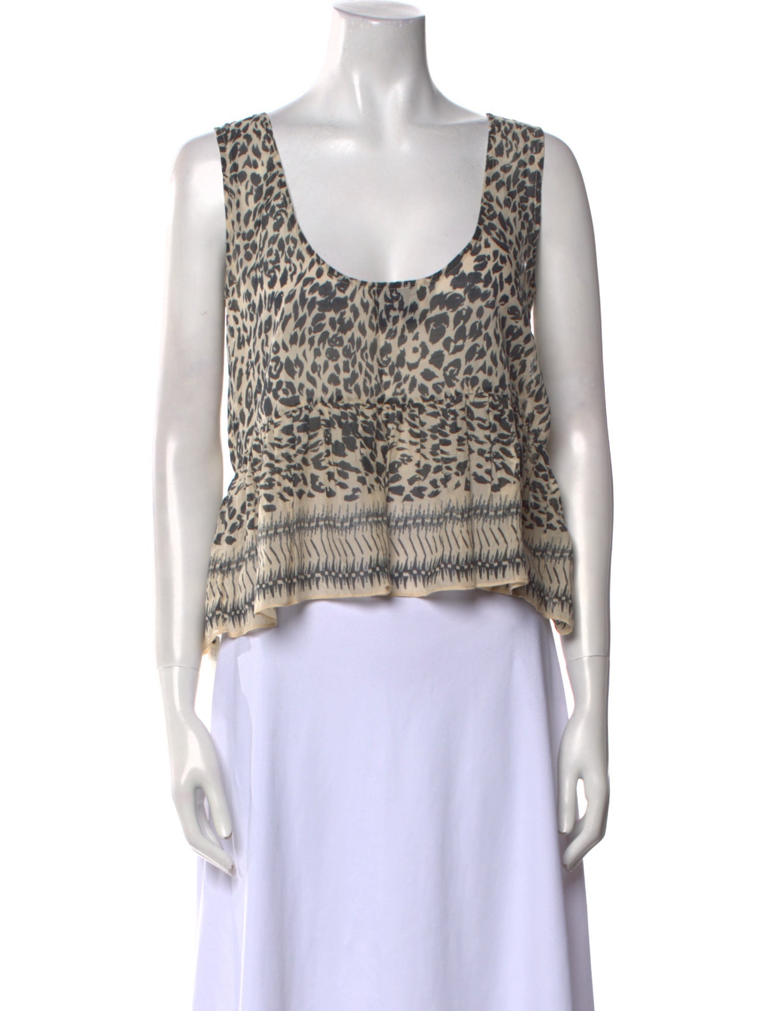 Sea New York Printed Scoop Neck Crop Top