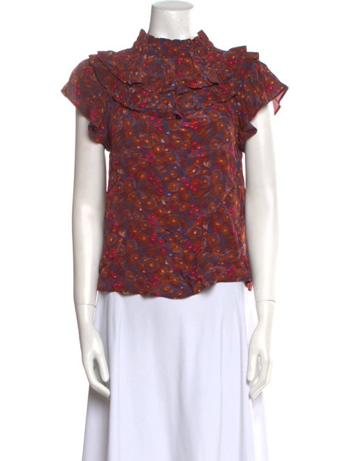 Sea New York Floral Print Mock Neck Blouse