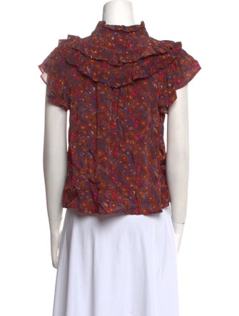 Sea New York Floral Print Mock Neck Blouse