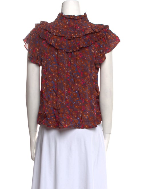 Sea New York Floral Print Mock Neck Blouse