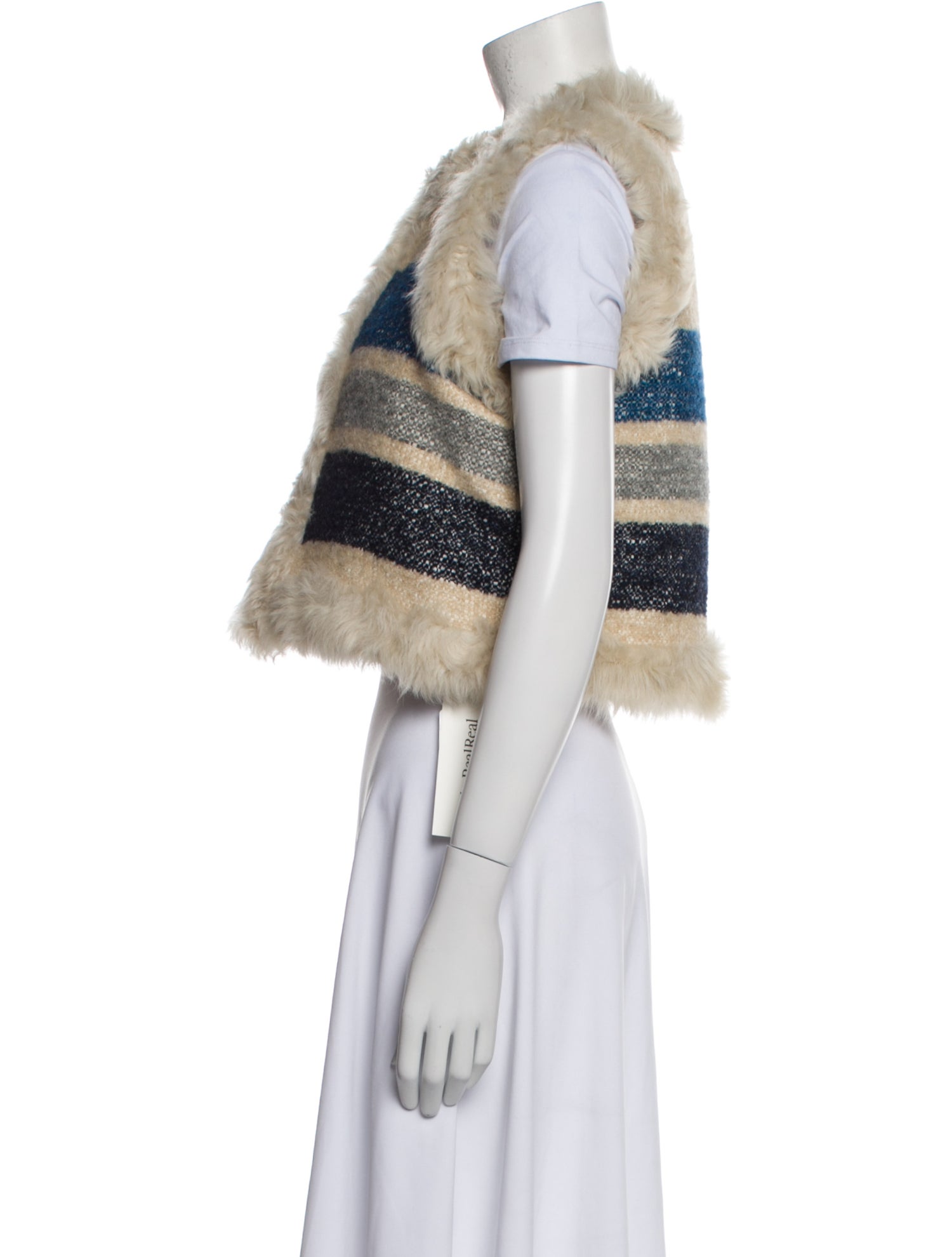 Sea New York Silk Colorblock Pattern Fur Jacket