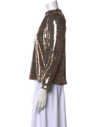 Sea New York Animal Print Mock Neck Blouse