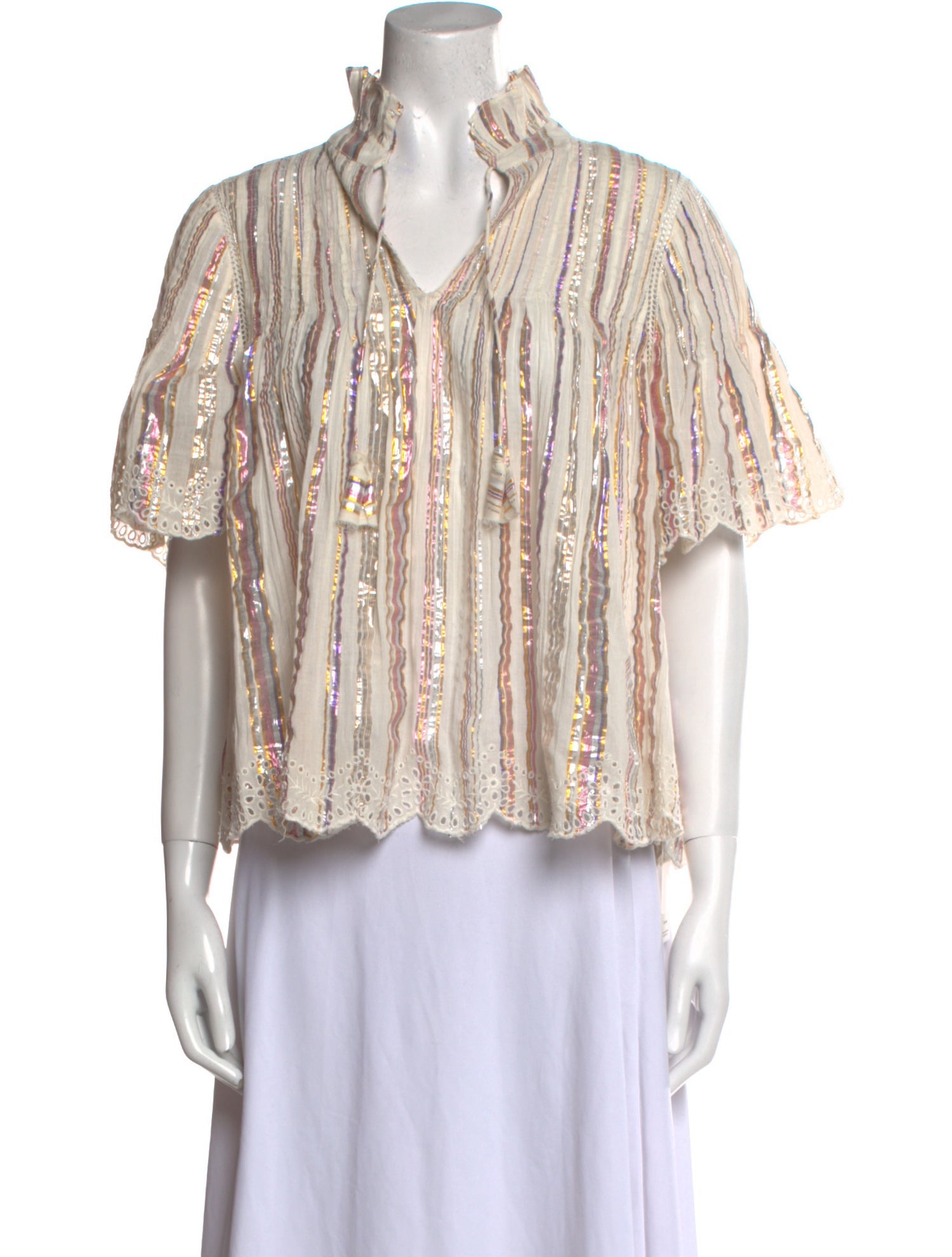 Sea New York Striped V-Neck Blouse