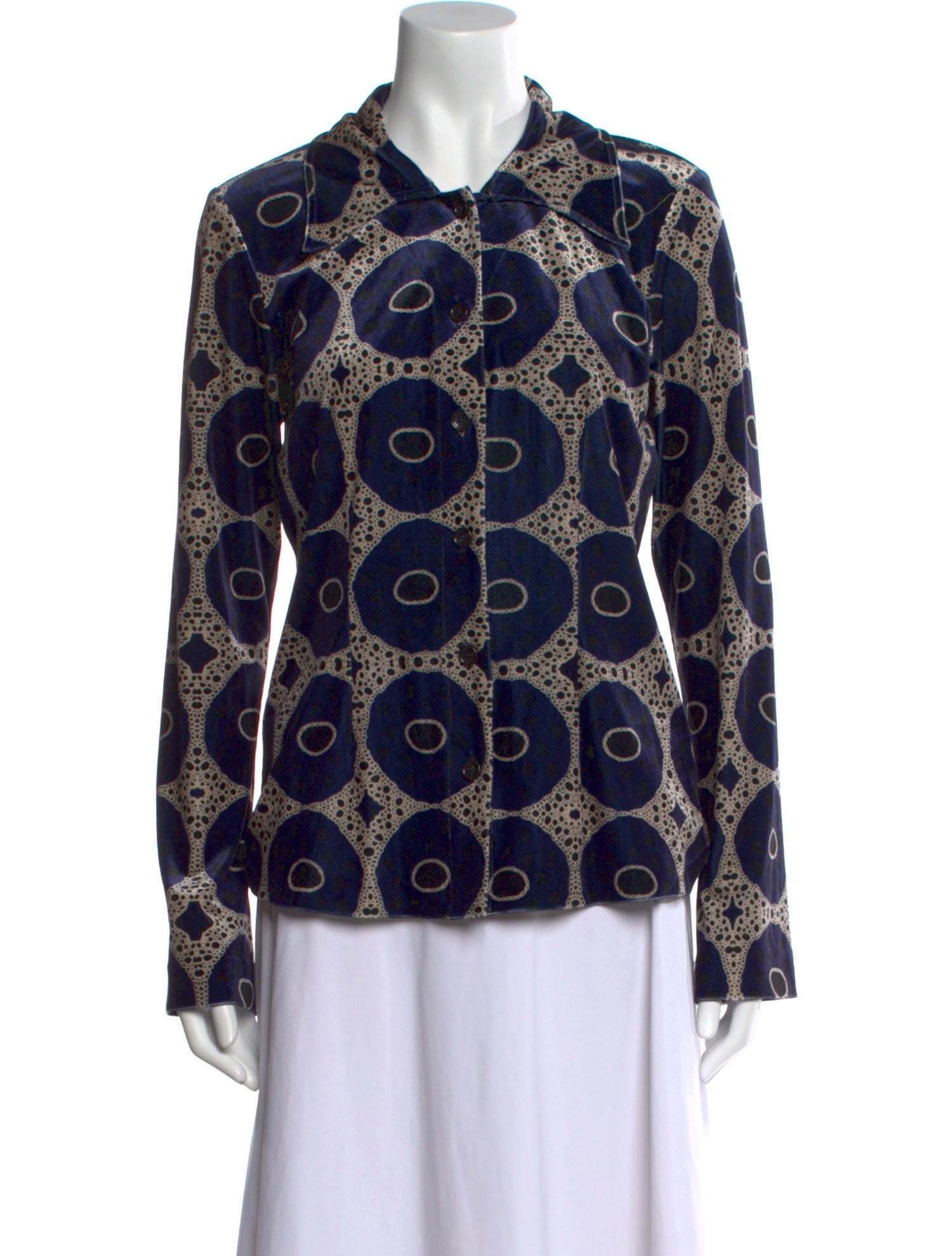 Sea New York Printed Long Sleeve Button-Up Top