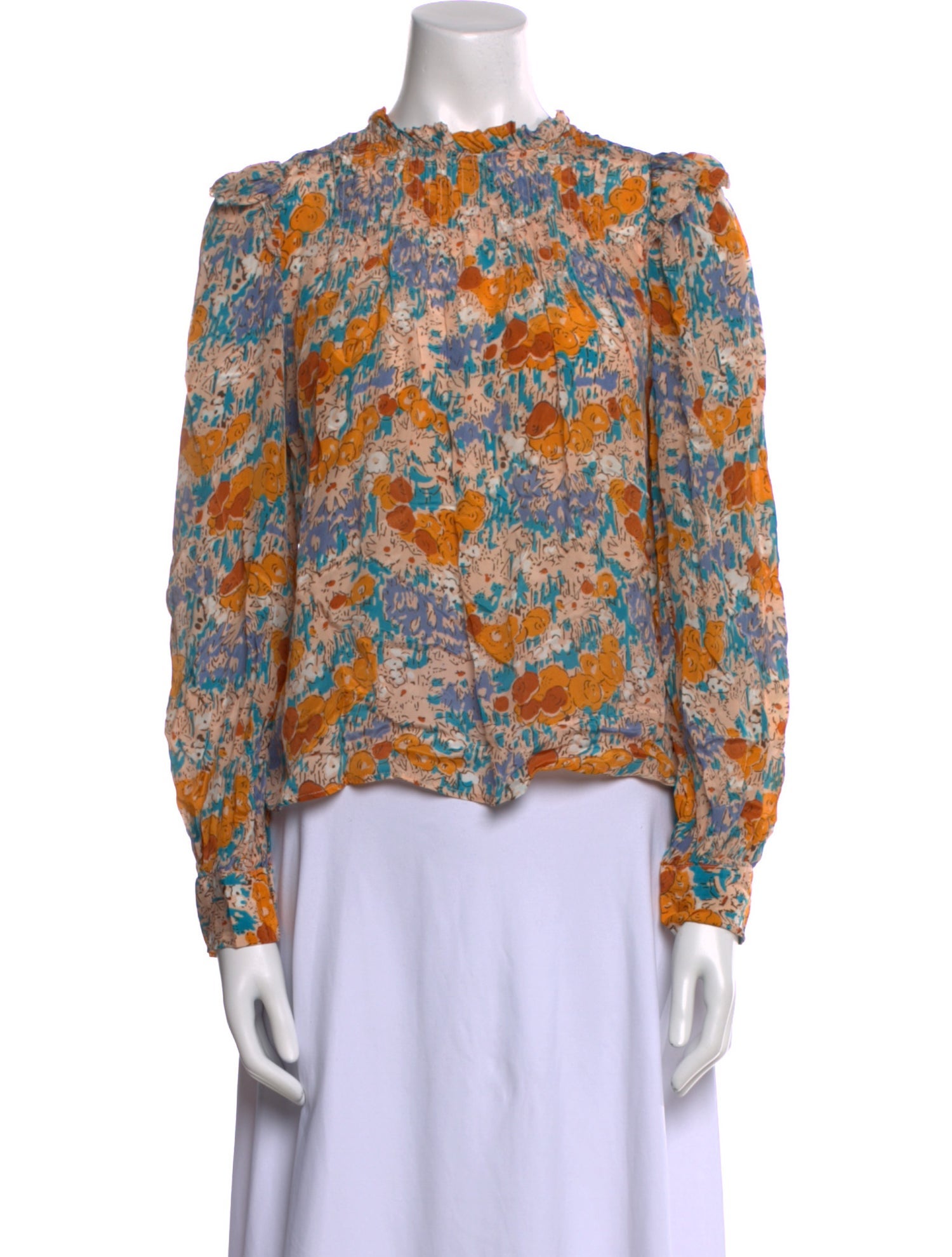 Sea New York Floral Print Mock Neck Blouse