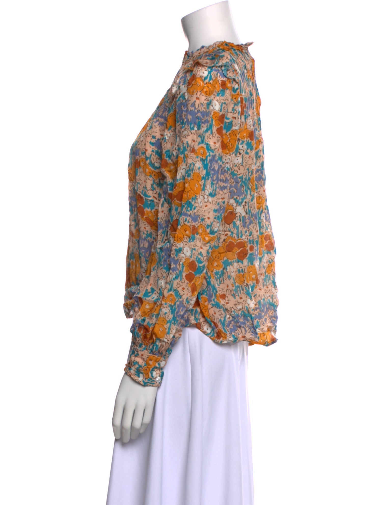 Sea New York Floral Print Mock Neck Blouse