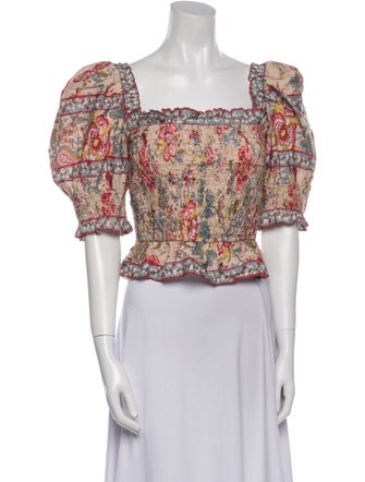 Sea New York Floral Print Square Neckline Crop Top