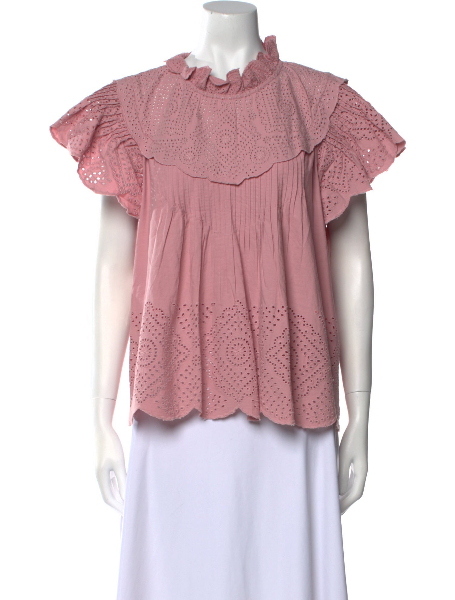 Sea New York Mock Neck Short Sleeve Blouse