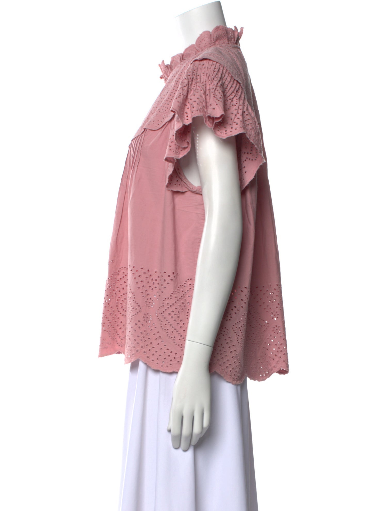 Sea New York Mock Neck Short Sleeve Blouse