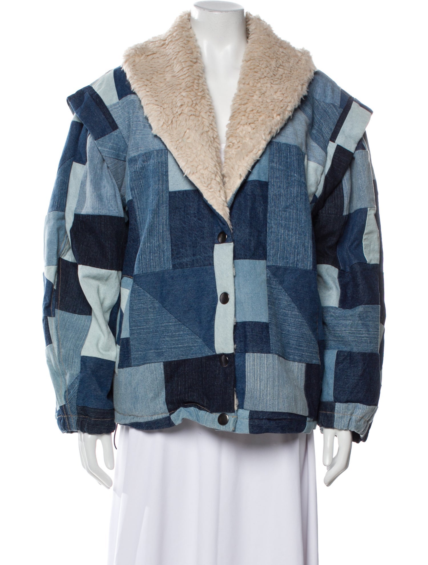 Sea New York Plaid Print Denim Jacket