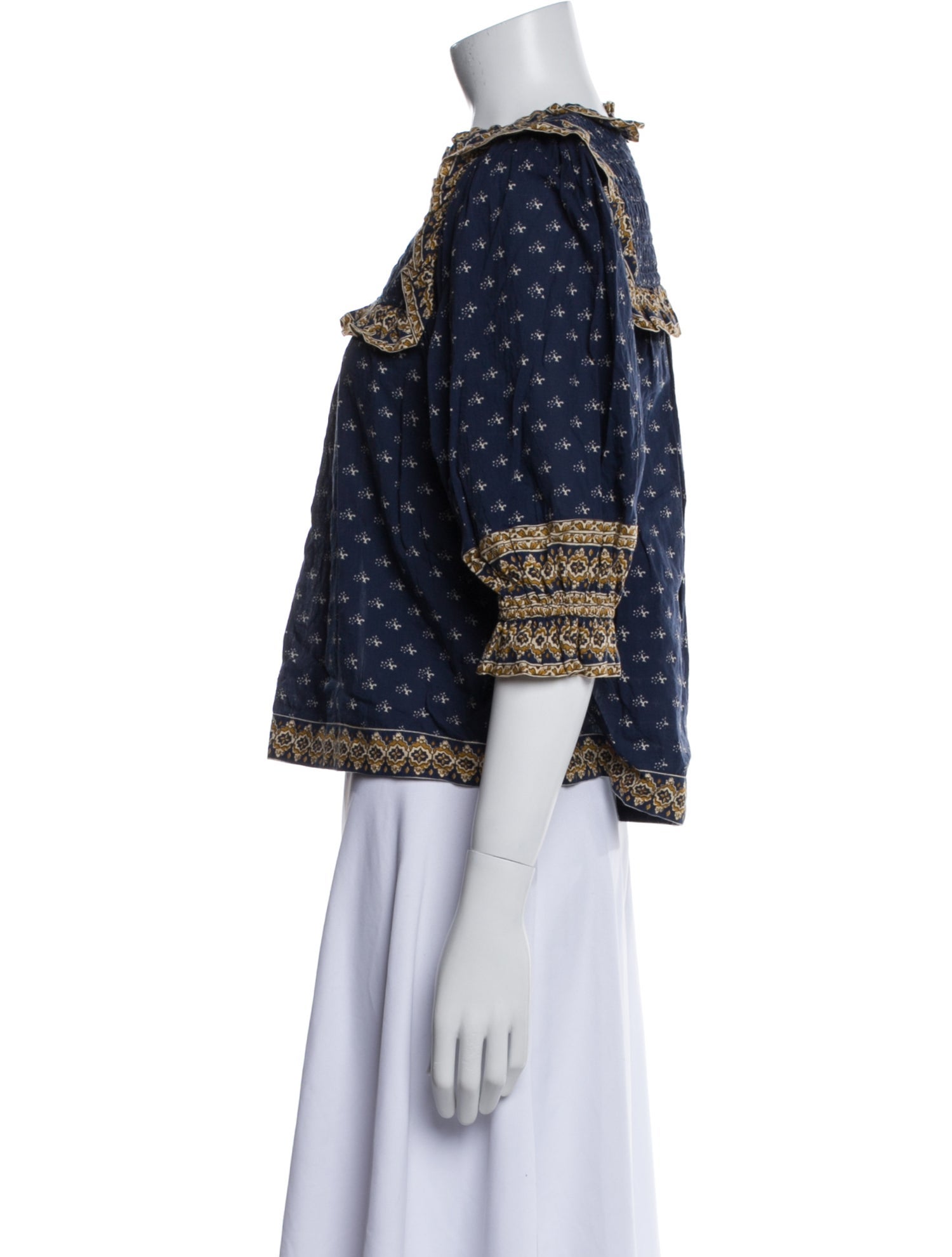 Sea New York Floral Print Mock Neck Blouse