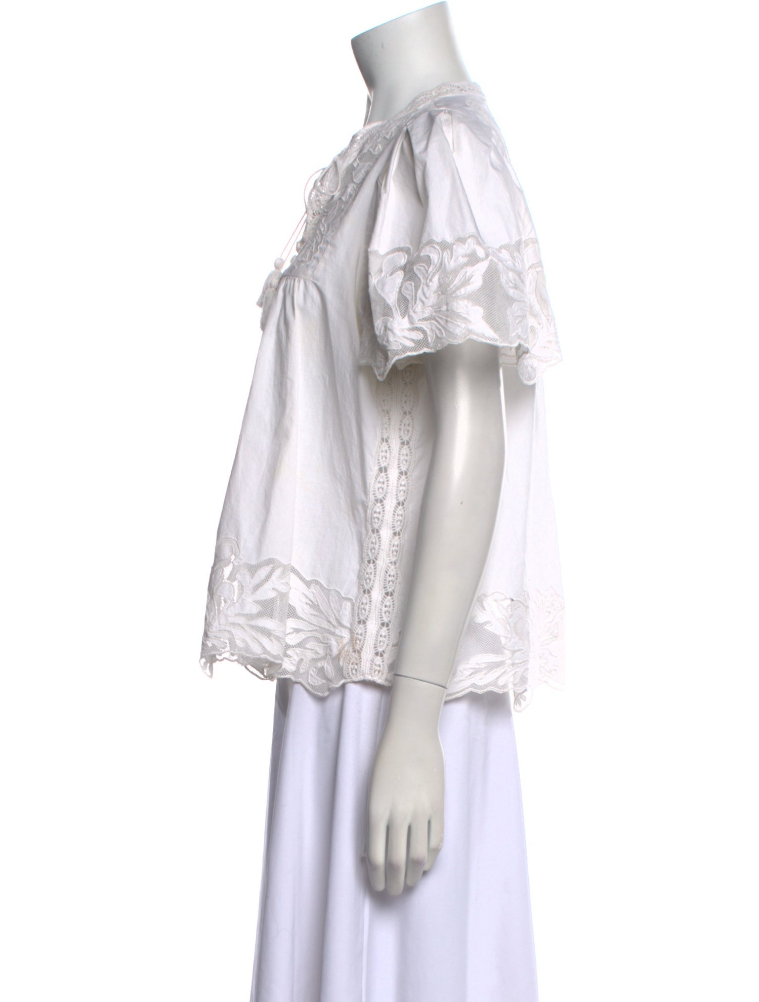 Sea New York Tie Neck Short Sleeve Blouse