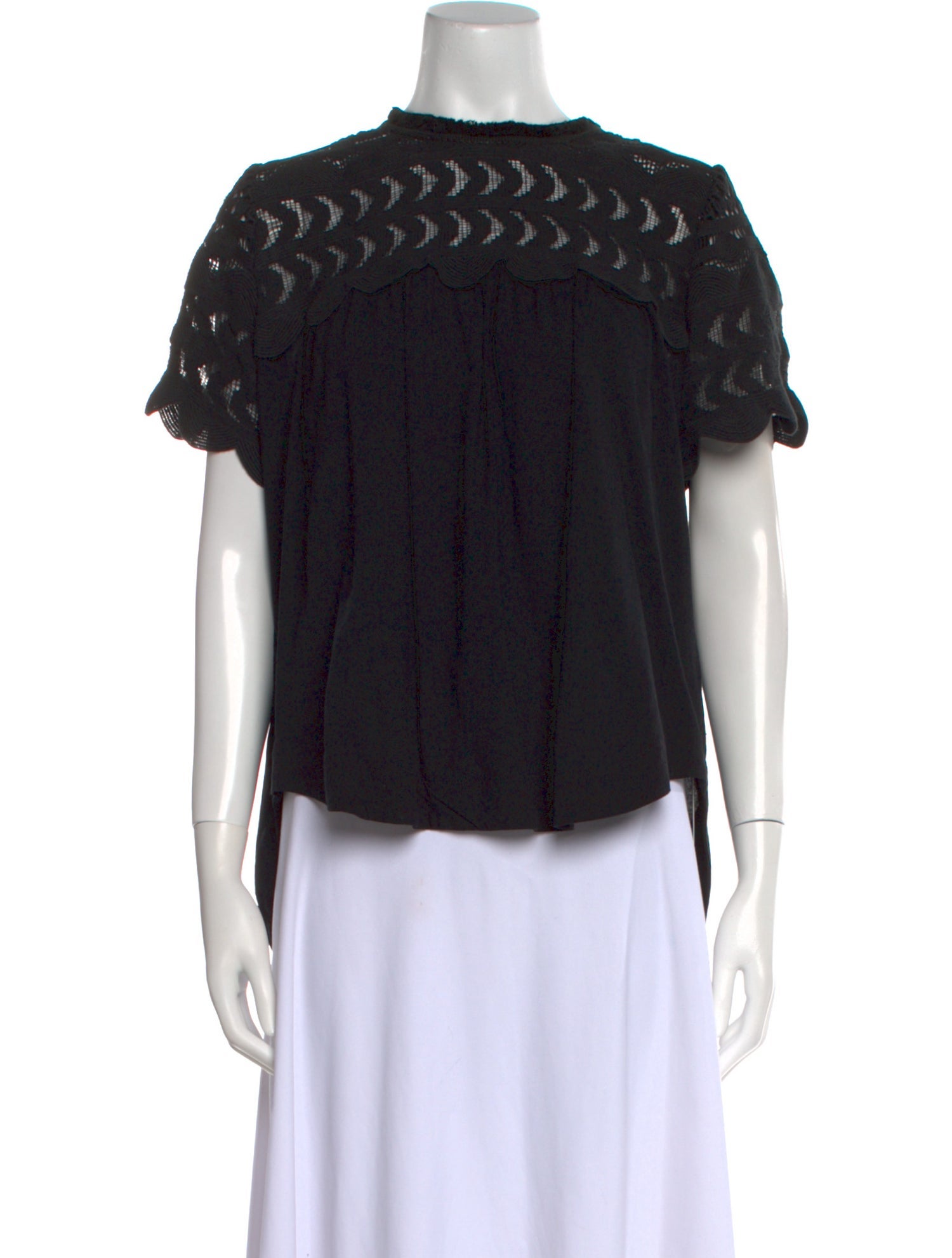 Sea New York Mock Neck Short Sleeve Blouse