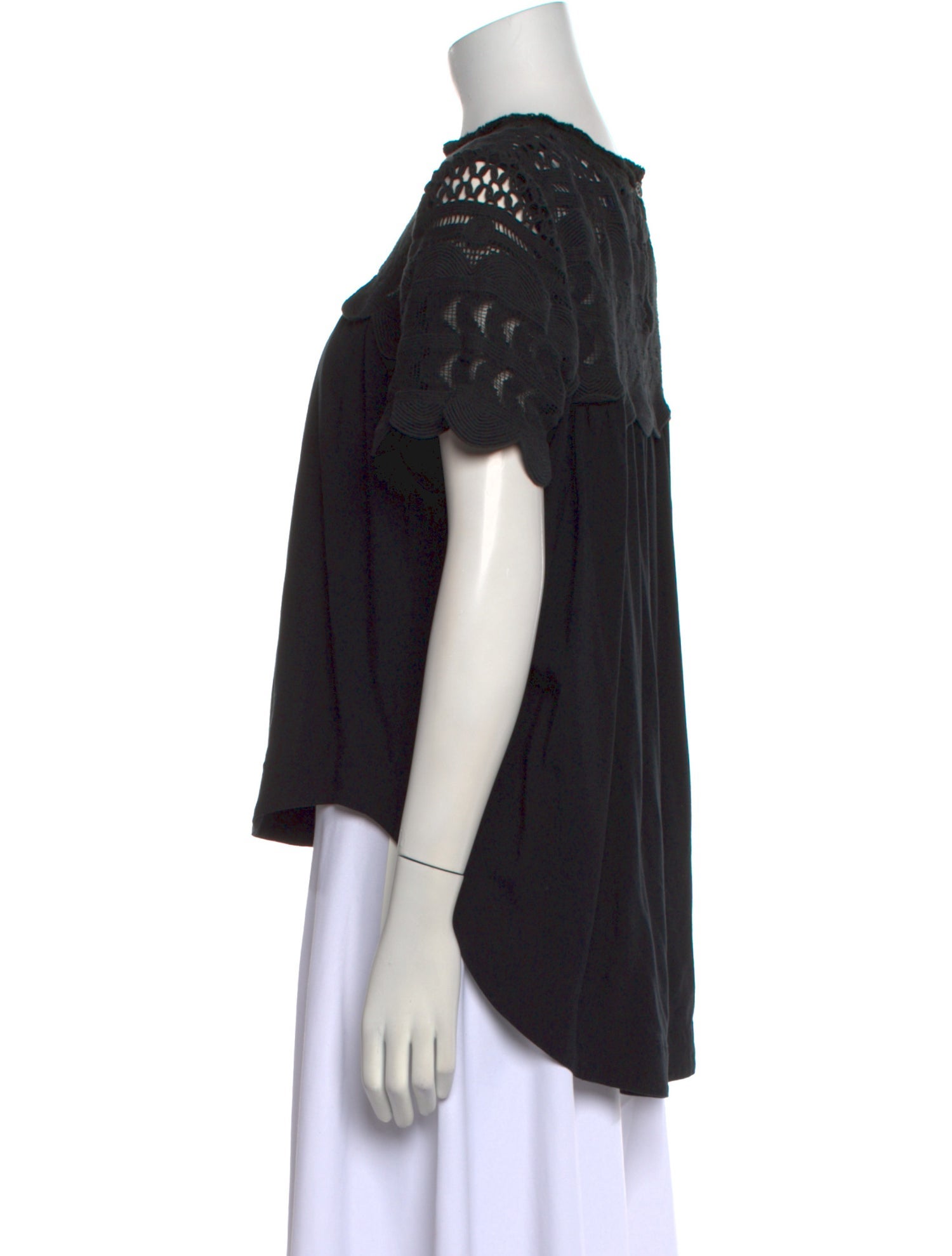 Sea New York Mock Neck Short Sleeve Blouse