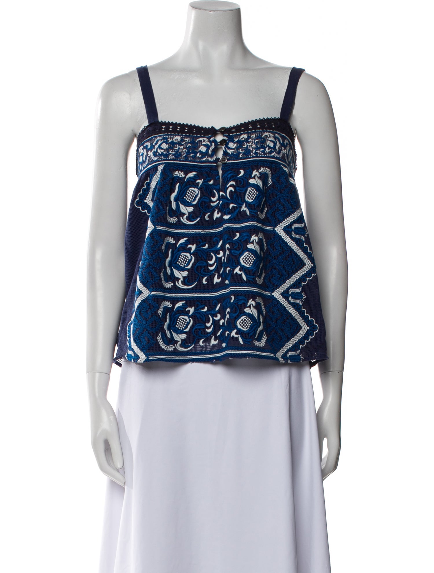 Sea New York Paisley Print Square Neckline Crop Top