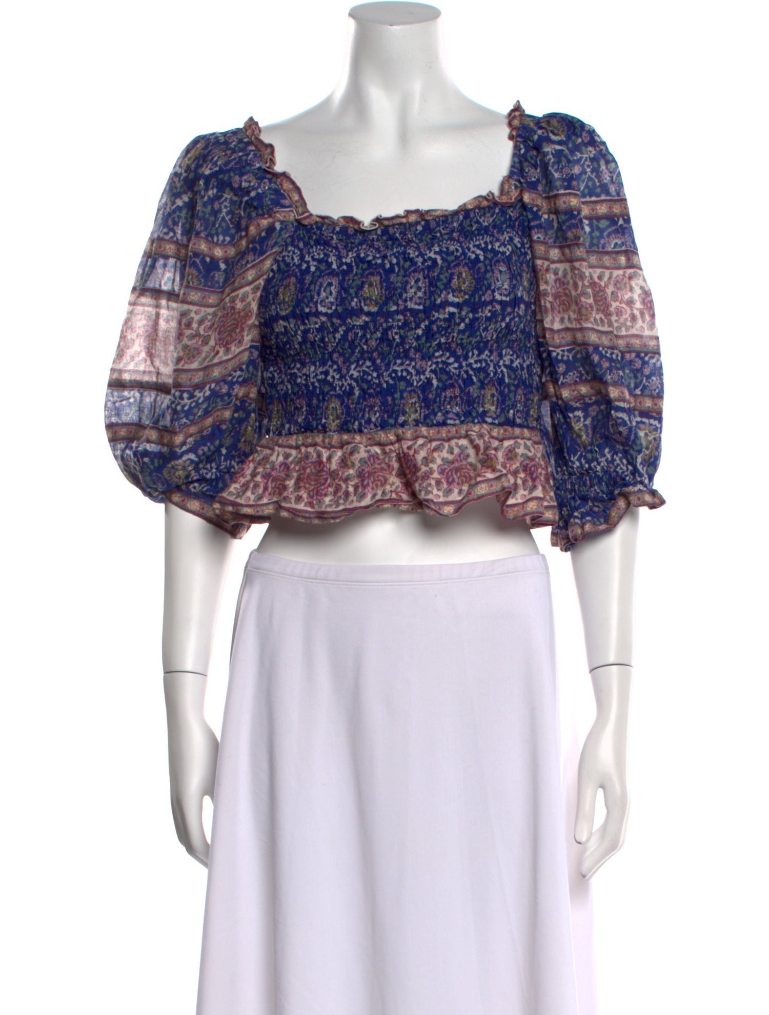 Sea New York Paisley Print Square Neckline Crop Top