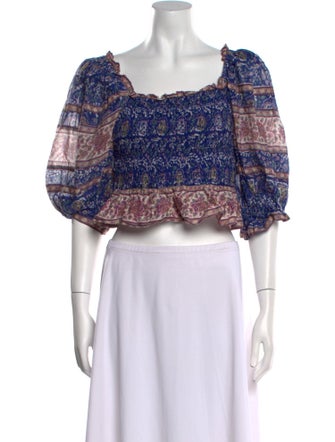 Sea New York Paisley Print Square Neckline Crop Top