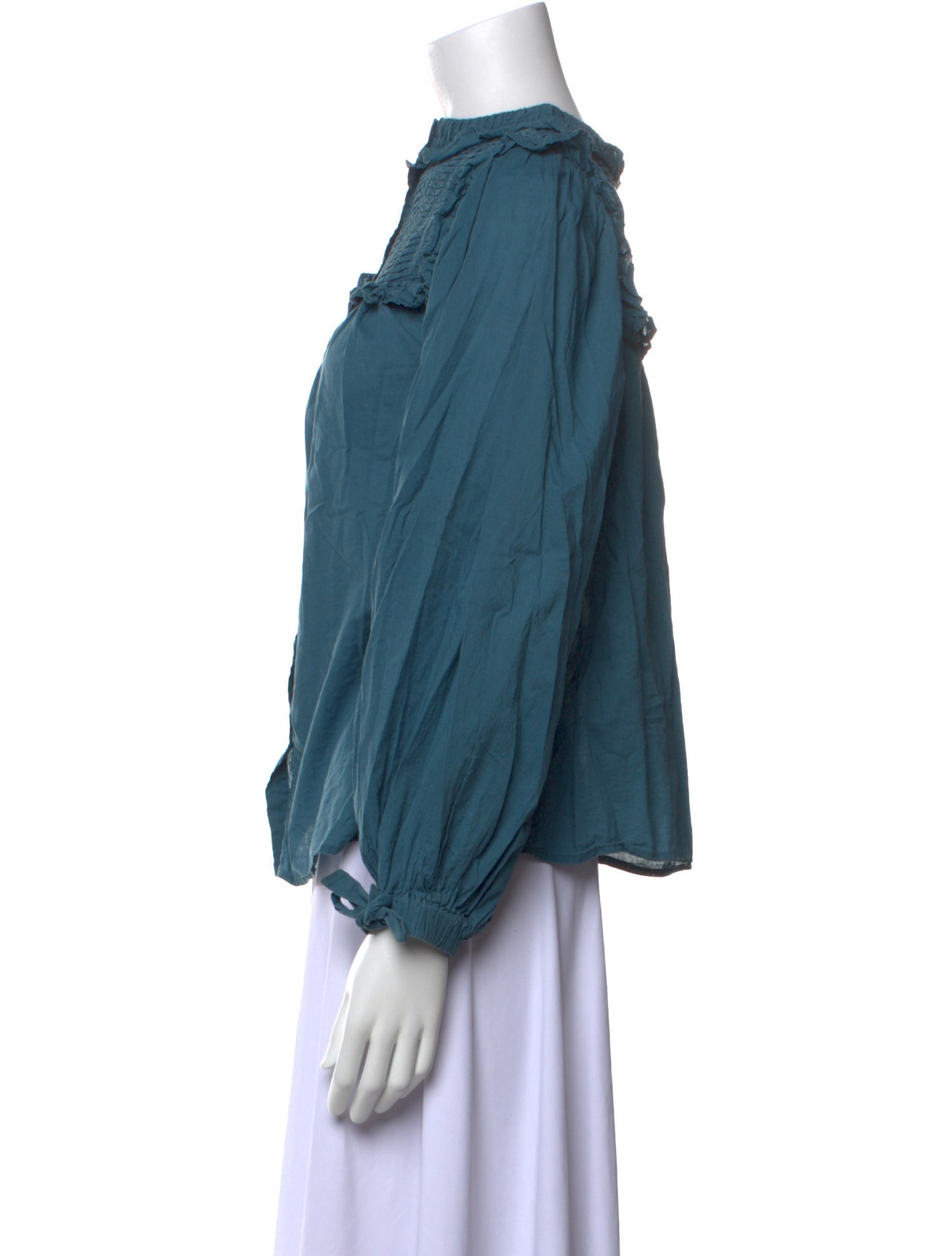 Sea New York Mock Neck Long Sleeve Button-Up Top